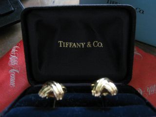 Vintage 1992 Tiffany & Co.  Solid 18k 750 Yellow Gold X Cufflinks,