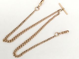 Edwardian 9ct Rose Gold Double Graduated Pocket Watch Chain,  46cms - 21.  8gms.
