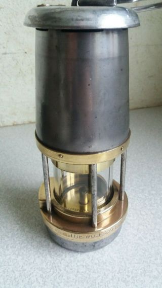 Vintage Brass Coal Miners Lamp - The Wolf Safety Lamp Co - Wm Maurice - Type F6
