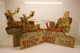 Rare Vintage Snow King Baking Powder Cardboard Fold Out Advertisement