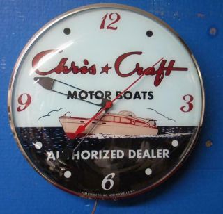 Vintage Pam Lighted Advertising Chris Craft Motor Boats Clock