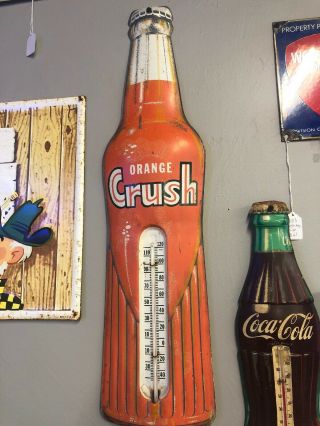 Extremely Rare Orange Crush Bottle Thermometer