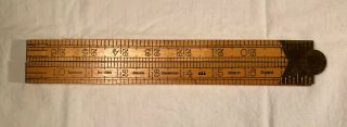 Vintage Boxwood & Brass Two Fold Rabone Chesterman England No.  1380 Ruler 36 Inch