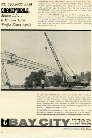 1961 Bay City Cranemobile Truck Crane Ad John Homan Co.  Collingswood N.  J.
