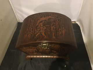 Vintage Chinese Trunk Chest Carved Camphor Wooden Oriental 2