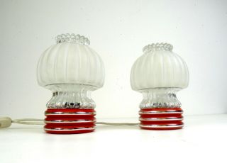 Stunning Set Of 2 Vintage Italian Mid Century Mushroom Table Lamps 1960 Murano