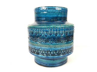 Vtg Bitossi Italian Pottery Rimini Blue Vase; Aldo Londi,  Mid Century Modern