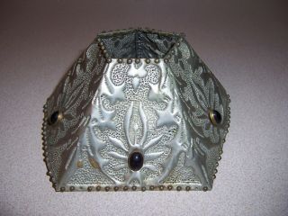 Antique Arts & Crafts Punched/stamped Aluminum Mini Lamp Shade 1