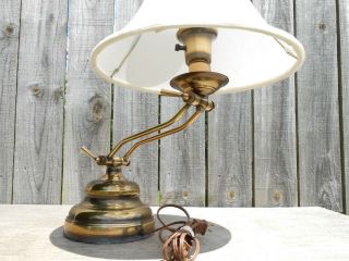 Vintage Mid Century Brass Swing Arm Adjustable Desk Lantern Lamp