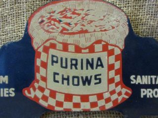 Vintage Purina Chows Farm Supplies License Tag Sign Antique Feed Seed Farm 9960
