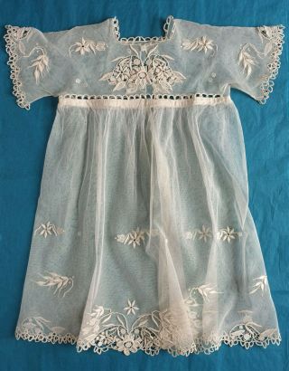 Antique French Embroidered Tulle Girl 