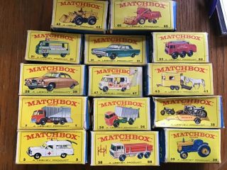 Vintage Matchbox Series 3,  43,  38,  39,  7 28,  63,  58,  26,  31,  21,  43,  65,  47
