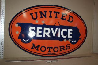 Scarce 48 " United Service Motor White Tire Porcelain Metal Neon Sign Skin Gas
