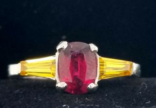 Vintage Platinum Ring 1.  42ct.  Natural Ruby Oval Shape Gia Cert