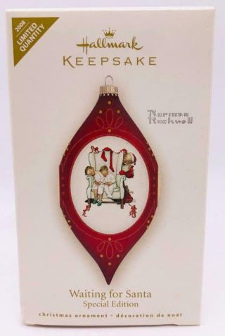 2008 Waiting For Santa Special Edition Hallmark Ornament Norman Rockwell Limited 3