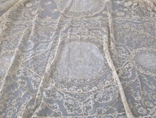 Antique Ecru French NORMANDY LACE Bed Cover 100 