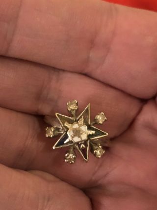 Vintage Order Of The Eastern Star Ladies Masonic Ring 10k Gold Size 4 1/2