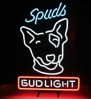 Spuds Mackenzie Bud Light Budweiser Neon Sign Beer Bar Pub Light 17 " ×14 "