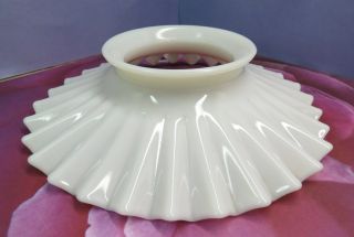 Antique 8 1/4 " Milk Glass Ruffle Pleat Petticoat Shade For Oil Lamp Chimney Exc