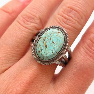 Old Pawn Vintage 925 Sterling Silver Dry Creek Turquoise Gemstone Tribal Ring