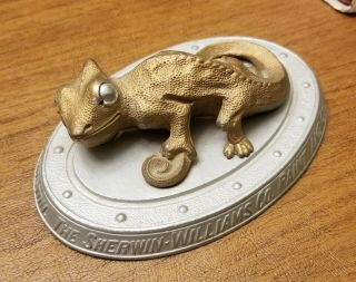 Antique 3d Sherwin Williams Paint Chameleon Promo Paperweight Desk Sign - Rare