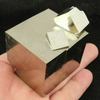 A Huge 100 Natural Aaa Pyrite Crystal Cube With Two Twins From Spain 456gr