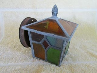 Unusual Vintage Stained Glass Porch Light,  Sconce,  Wall Mount,  For Restoration