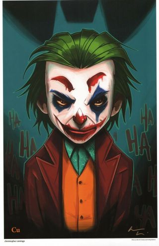 Chris Uminga Signed Batman Dc Comic Art Print The Joker Movie Joaquin Phoenix