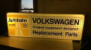 Vintage Volkswagen Audi Light Sign Double Sided Nos Plastic Autobahn Vw Parts