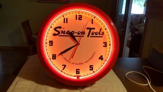 Snap On Neon Clock 20 " Very Rare Snap On Tools Usa Made