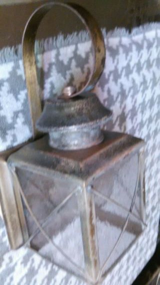 10 " X5 " Vintage Brass English Tudor Lantern Style Outside Porch Patio Nite Light