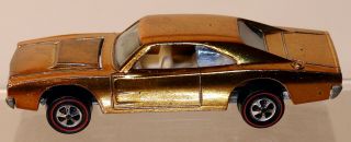 Dte 1969 Hot Wheels Redline 6268 Metallic Gold Custom Dodge Charger W/white Int