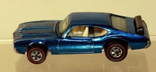 Dte 1971 Hot Wheels Redline 6467 Metallic Blue Olds 442 W/white Interior
