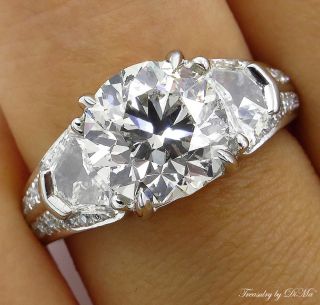 4.  31ct Estate Vintage Round Three Stone Diamond Engagement Wedding Ring Plat