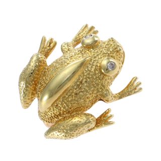 Tiffany & Co.  Diamond Save The Frog Brooch Pin 18k Yellow Gold Vintage Estate