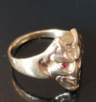 Rare Solid Gold Art Deco Devil Face Ring Heavy 14k Ring Handmade Quality