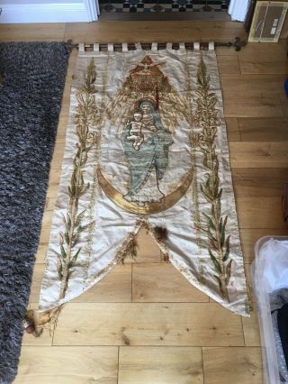 Early Antique Tapestry C1890 Madonna And Child