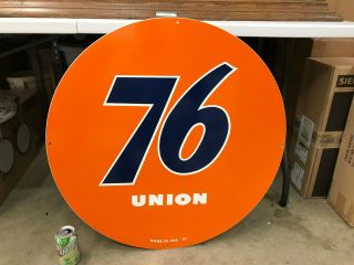 " Union 76 " Double Sided Large Porcelain Sign (dated 1961),  30 " Inch,  Near
