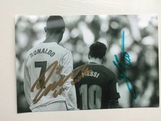Cristiano Ronaldo & Lionel Messi Hand Signed Autograph Signed Photo