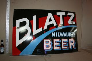 Scarce 46 " Blatz Beer Milwaukee Bar Porcelain Metal Neon Sign Skin Gas Ipa