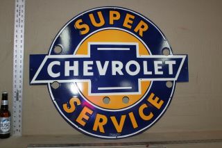 Rare 33 1/2 " Chevrolet Service Dealer Porcelain Metal Neon Sign Skin Gas
