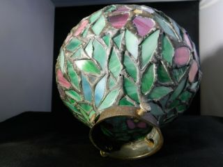 Antique Tiffany Style Handmade Lead Stain Glass Lampshade 1920 