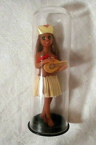 Vintage Hawaiian Hula Girl Doll In Plastic Dome Display Korea