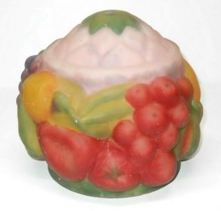 Vintage Pairpoint Type Reverse Painted Glass Puffy Fruit Table Lamp Shade