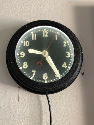 1950’s Glo - Dial Electric Neon Clock Light - Up Rare 14.  5” Size Neon