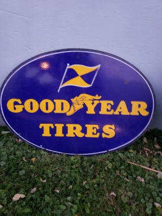 Vintage Goodyear Tire Porcelian Oval Ring Sign