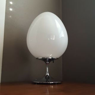 Vtg Bill Curry Table Lamp Stemlite Design Line Tulip Base Egg Shaped Gloss Globe
