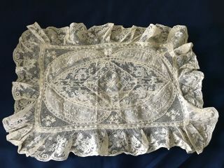 Antique French Normandy Net Lace Boudoir Pillow Case Very Dainty