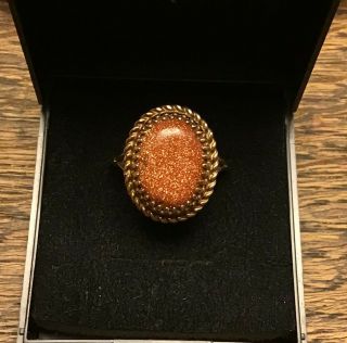 Vintage 9ct Gold Goldstone Ring.  4.  5 Grams.  Size O