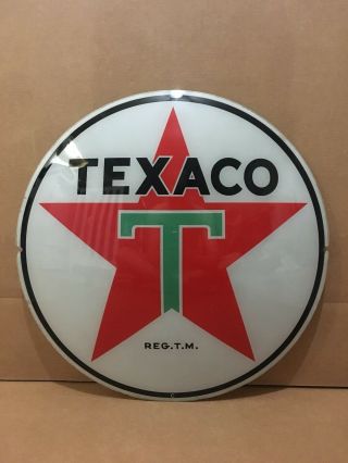 Vintage Texaco Gas Pump Globe Lens Glass Top Sign Garage Wall Decor Oil Truck